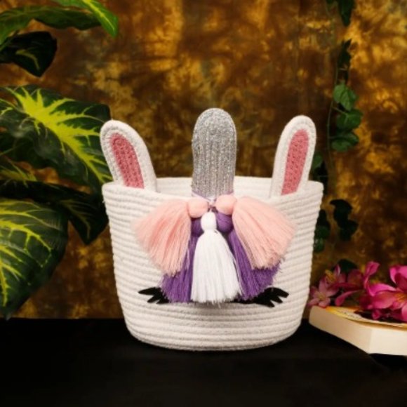 pepme Other - Unicorn face kids basket ears, horn, white, pink, 8x8